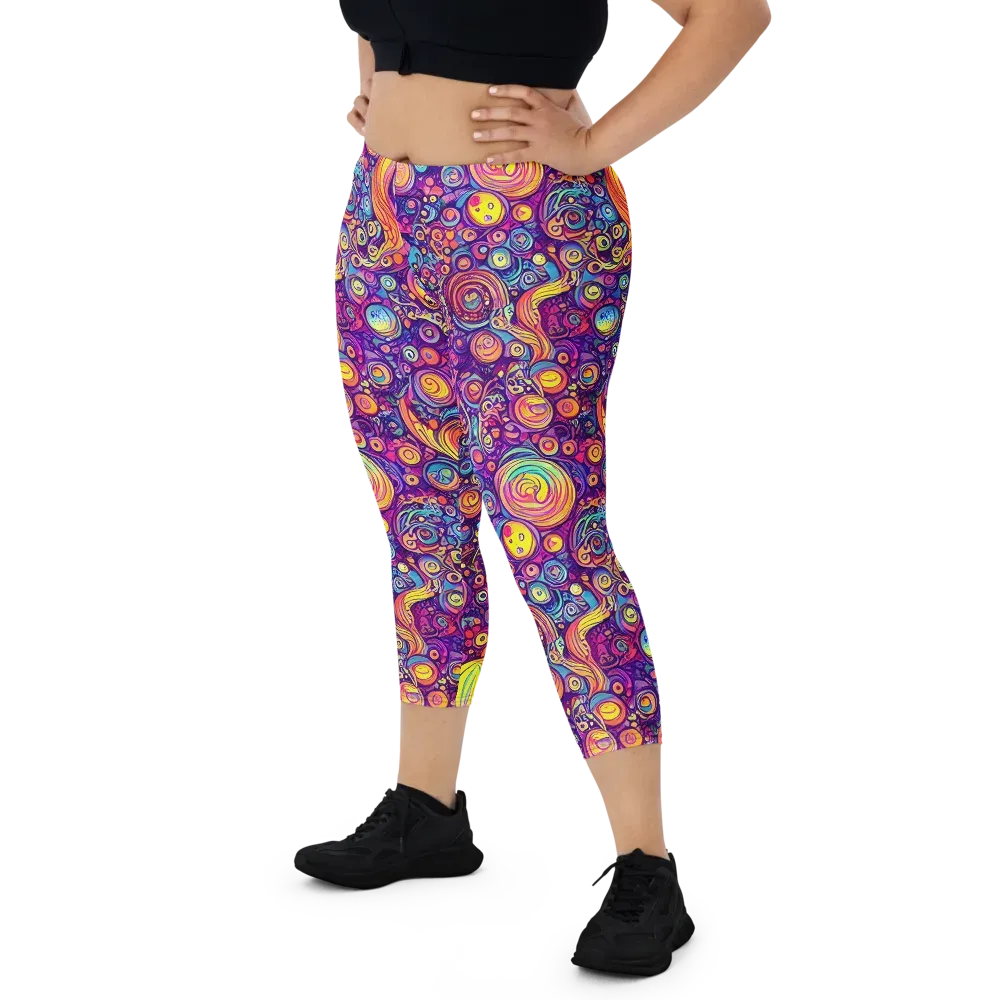 Festival of Whimsy on Capri Leggings — Front