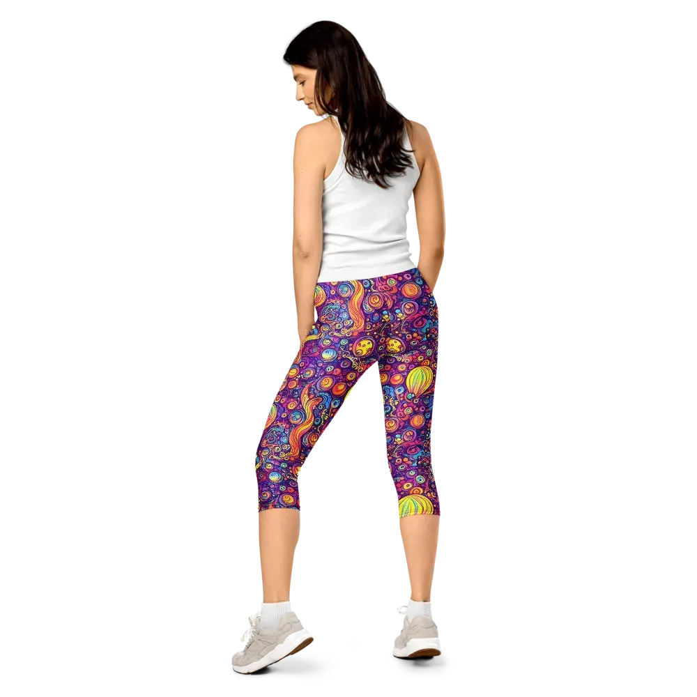 Festival of Whimsy on Capri Leggings — Back
