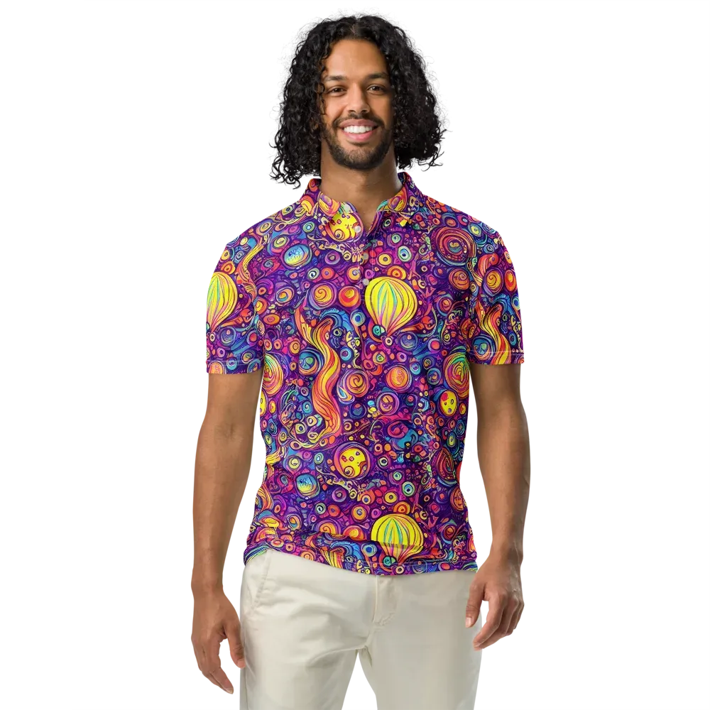 Festival of Whimsy on Men's Slim Fit Polo Shirt — Front