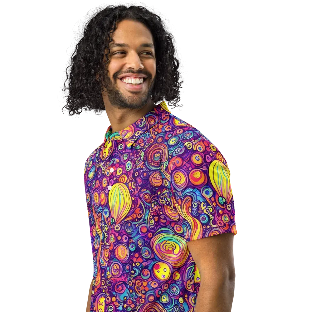 Festival of Whimsy on Men's Slim Fit Polo Shirt — Left Front