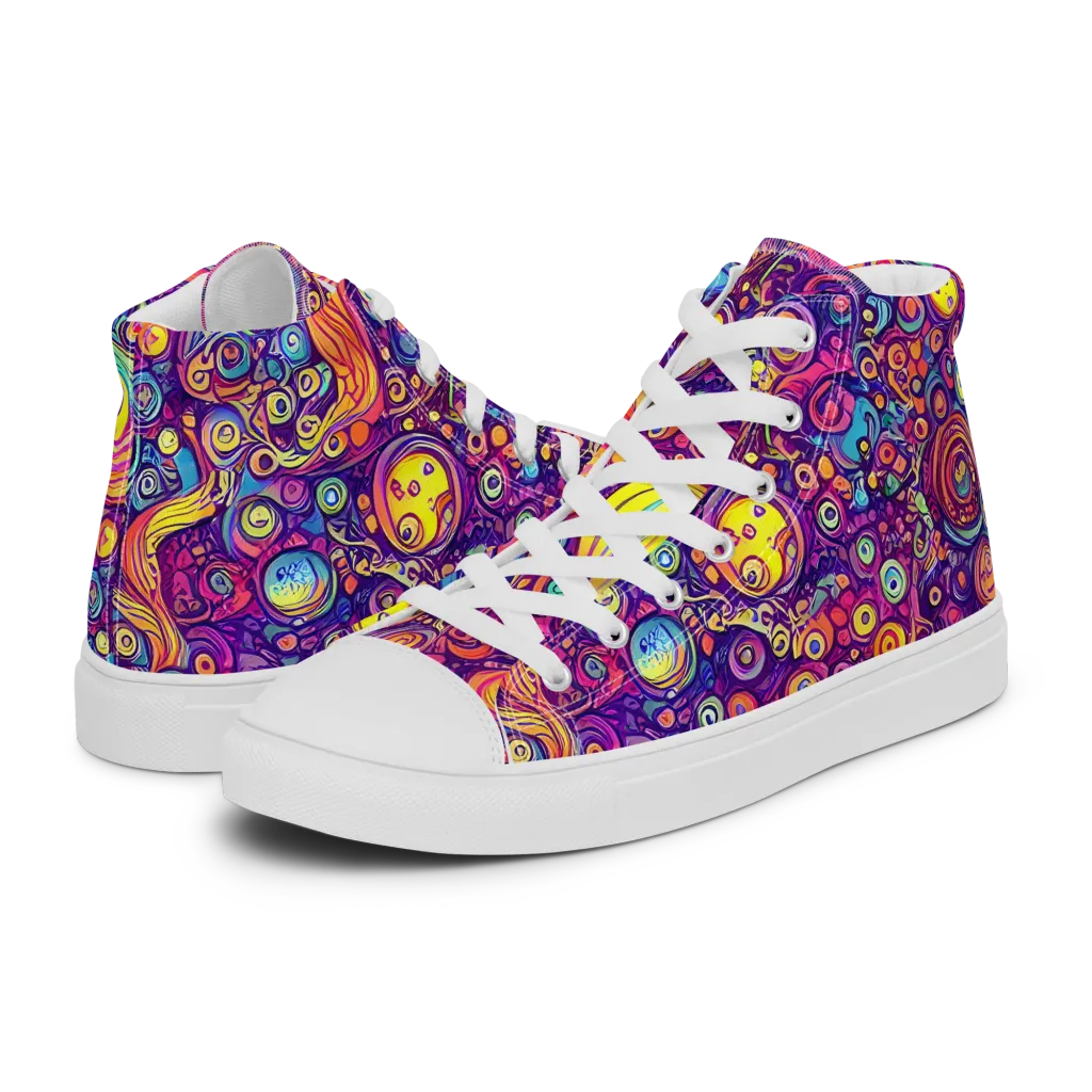Festival of Whimsy on Men's High Top Canvas Shoes — Left