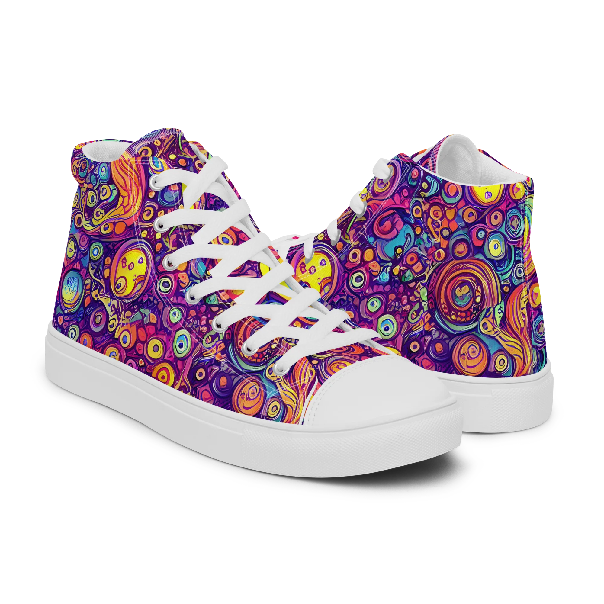 Festival of Whimsy on Men's High Top Canvas Shoes — Right