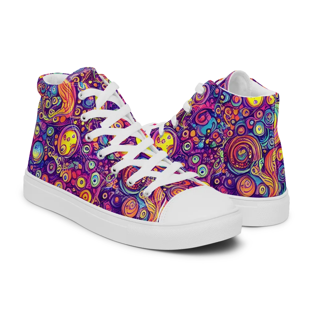 Festival of Whimsy on Men's High Top Canvas Shoes — Right