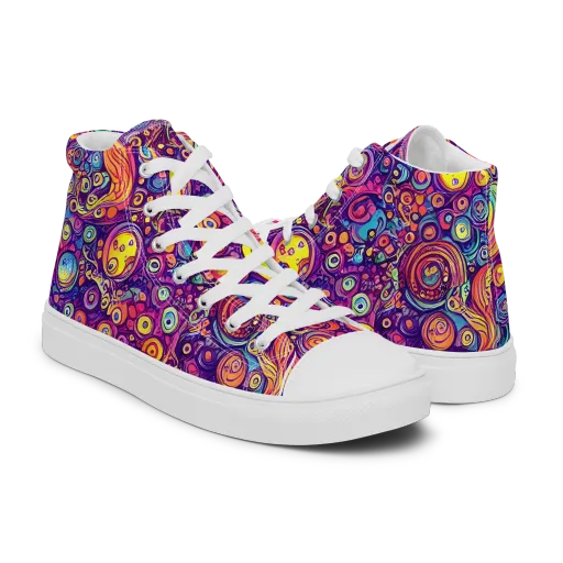 Festival of Whimsy on a Men's High Top Canvas Shoes