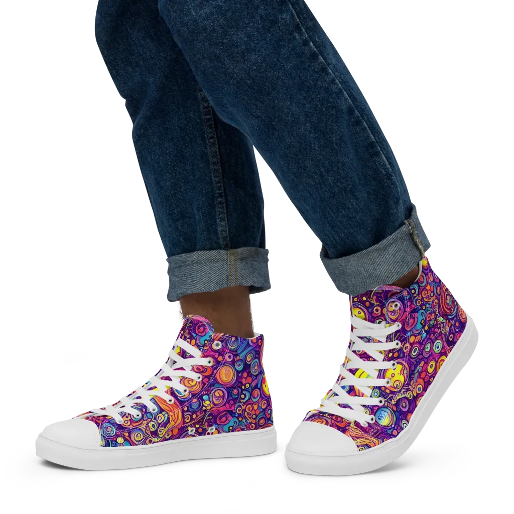 Festival of Whimsy on Men's High Top Canvas Shoes — Left