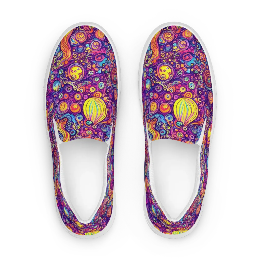 Festival of Whimsy on Men's Slip-On Canvas Shoes — Front