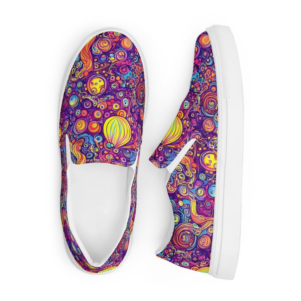 Festival of Whimsy on Men's Slip-On Canvas Shoes — Front