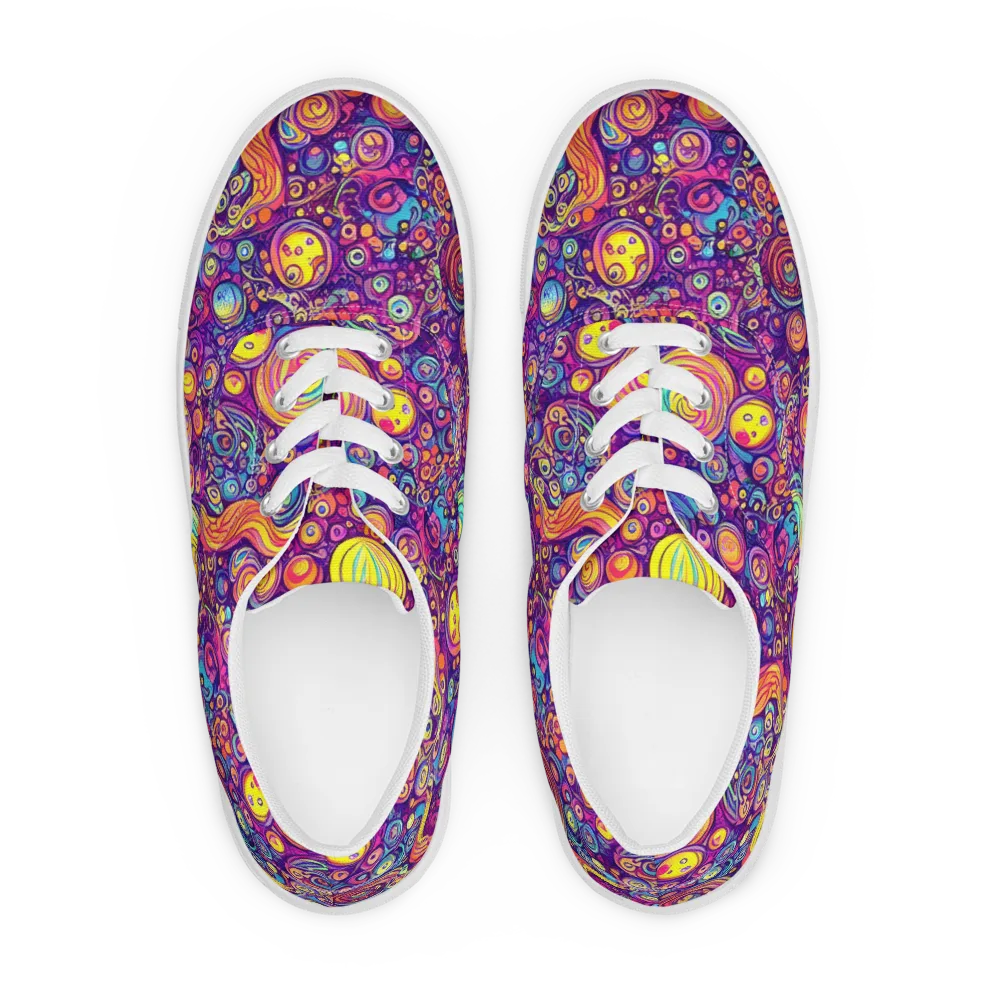 Festival of Whimsy on Men's Lace-Up Canvas Shoes — Front