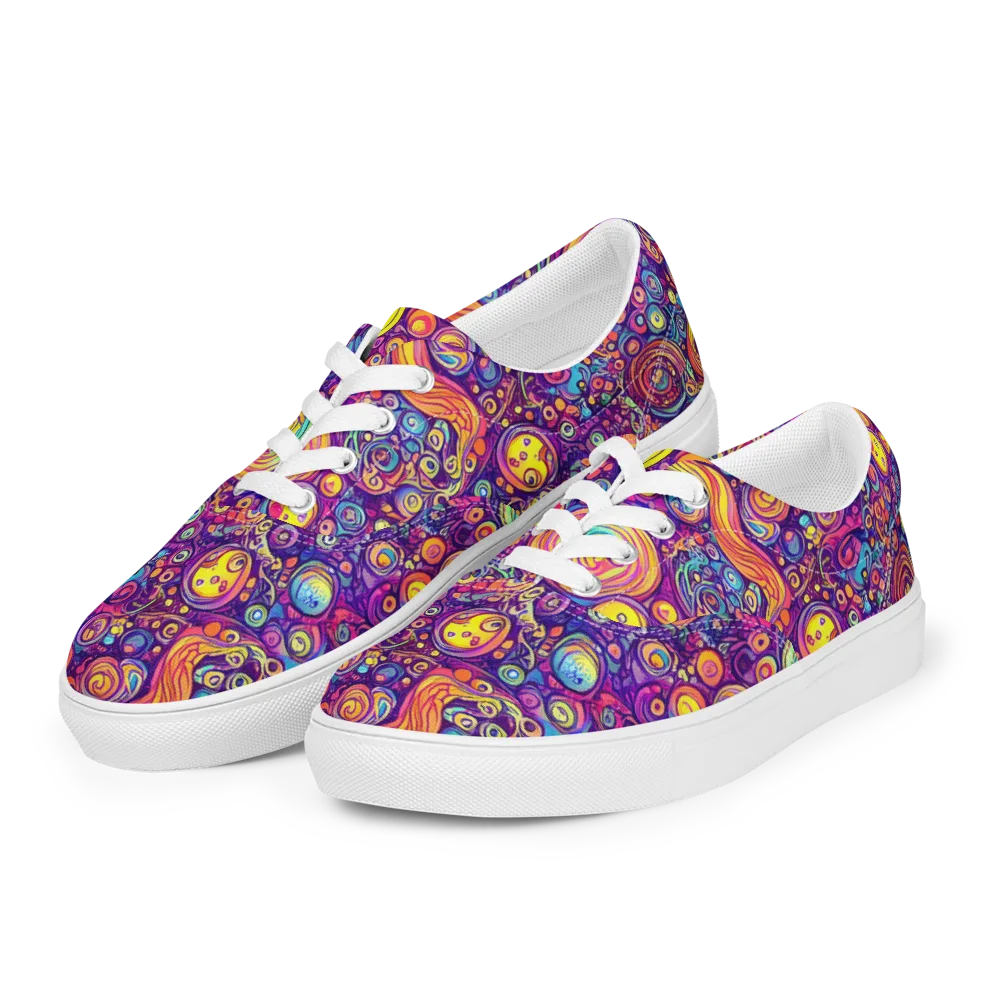 Festival of Whimsy on Men's Lace-Up Canvas Shoes — Left Front