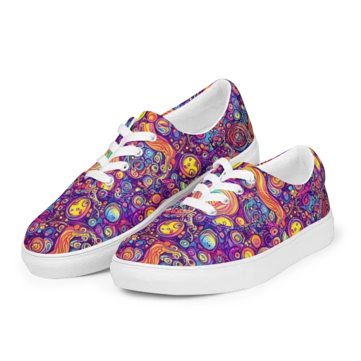 Festival of Whimsy on a Men's Lace-Up Canvas Shoes