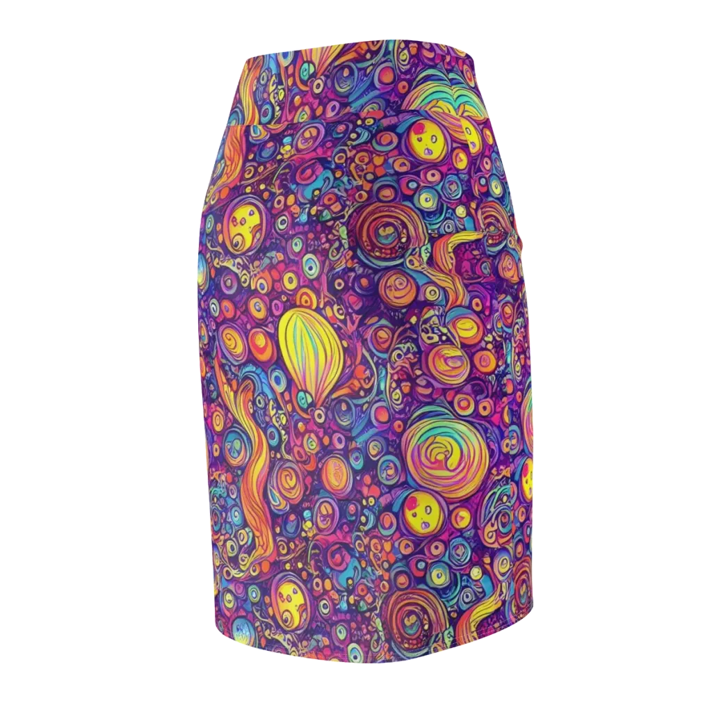 Festival of Whimsy on Pencil Skirt — Back Side