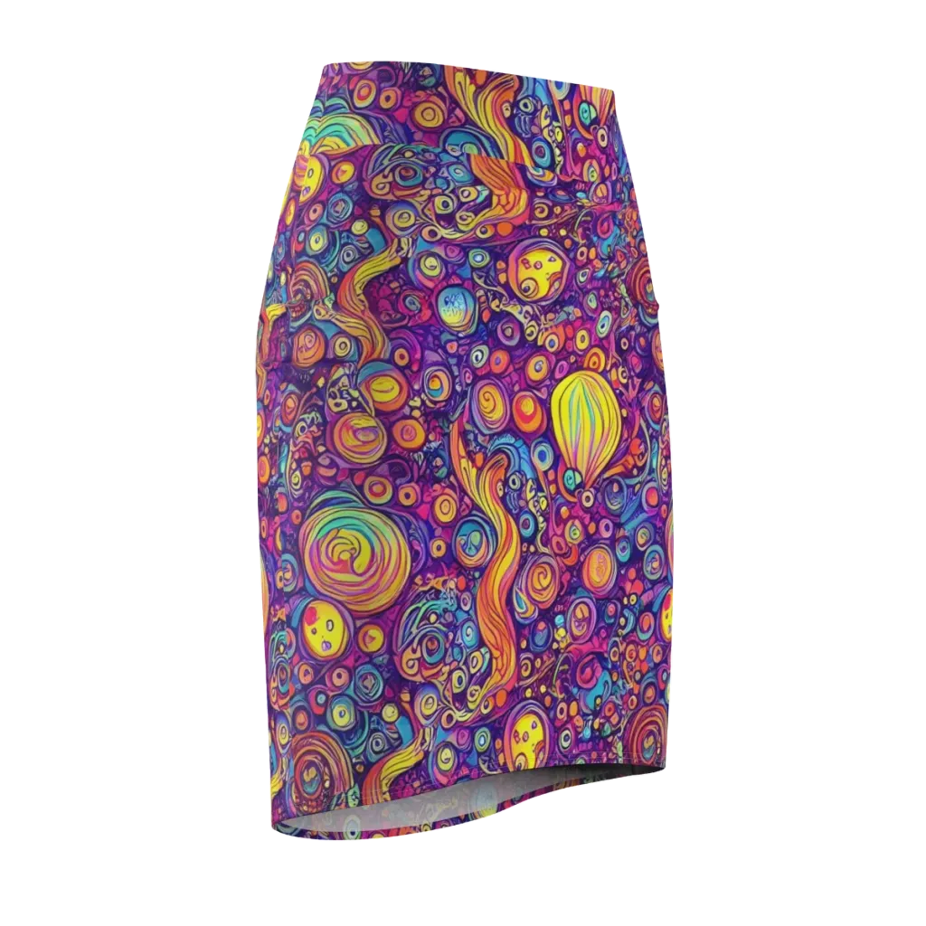 Festival of Whimsy on Pencil Skirt — Front Side
