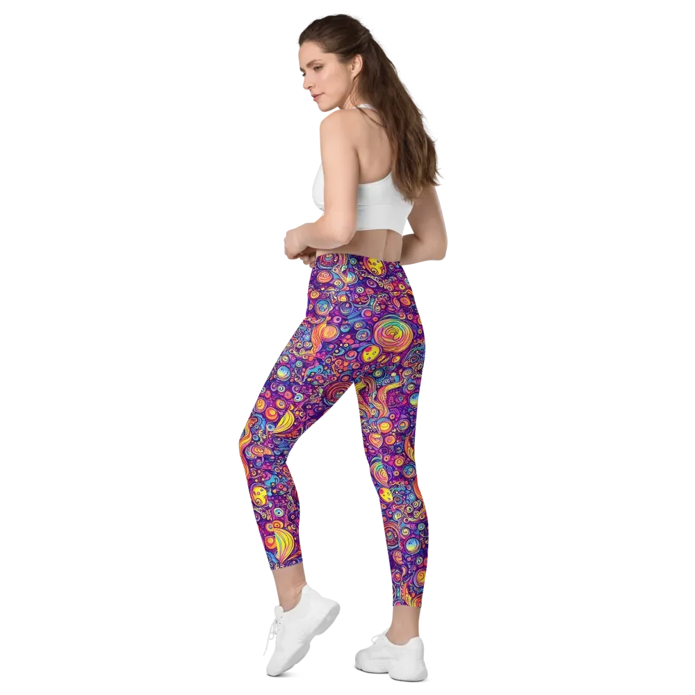 Festival of Whimsy on Leggings with Pockets — Left Back