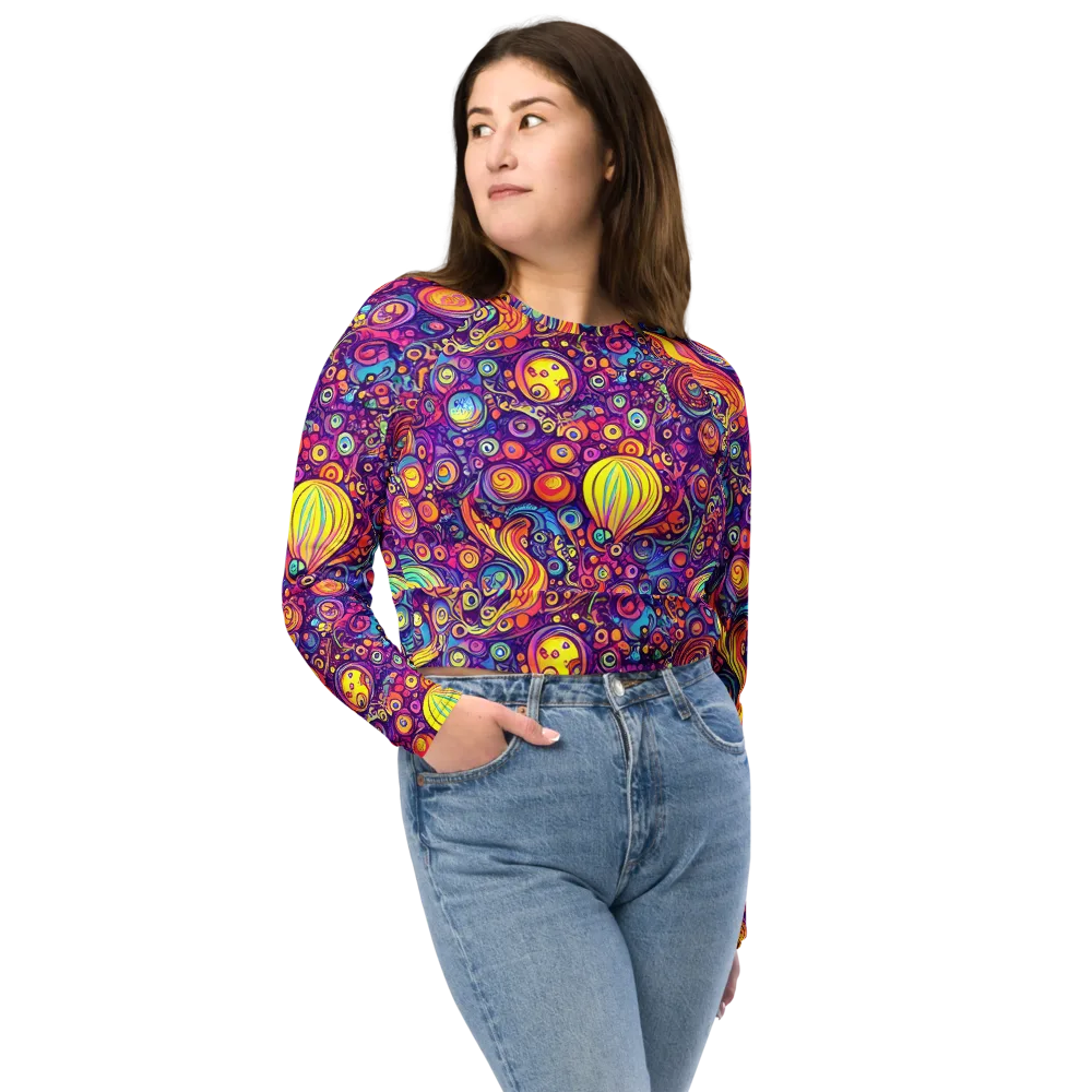 Festival of Whimsy on Long Sleeve Crop Top — Front