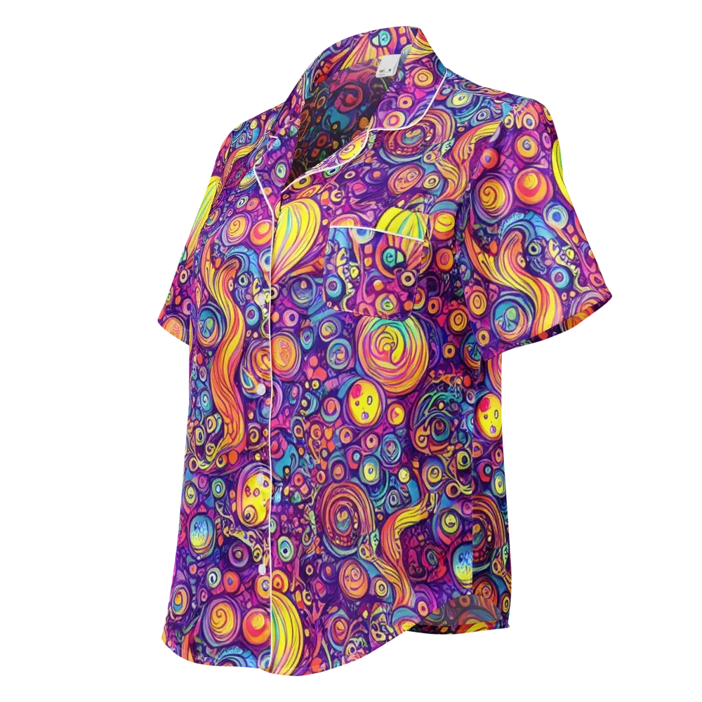 Festival of Whimsy on Women's Short Sleeve Pajama Top — Left Front
