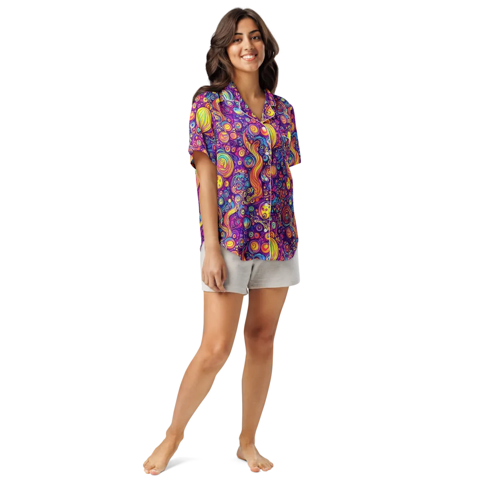 Festival of Whimsy on Women's Short Sleeve Pajama Top — Front
