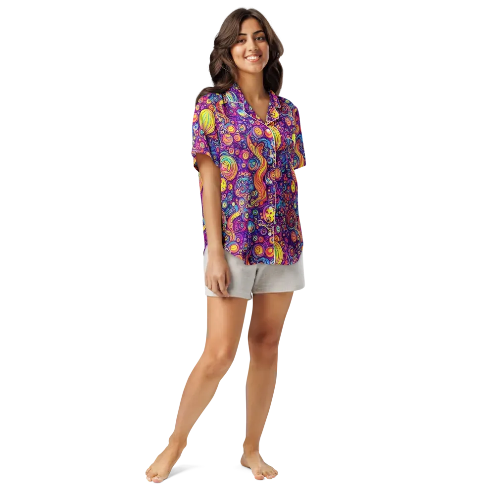 Festival of Whimsy on Women's Short Sleeve Pajama Top — Front