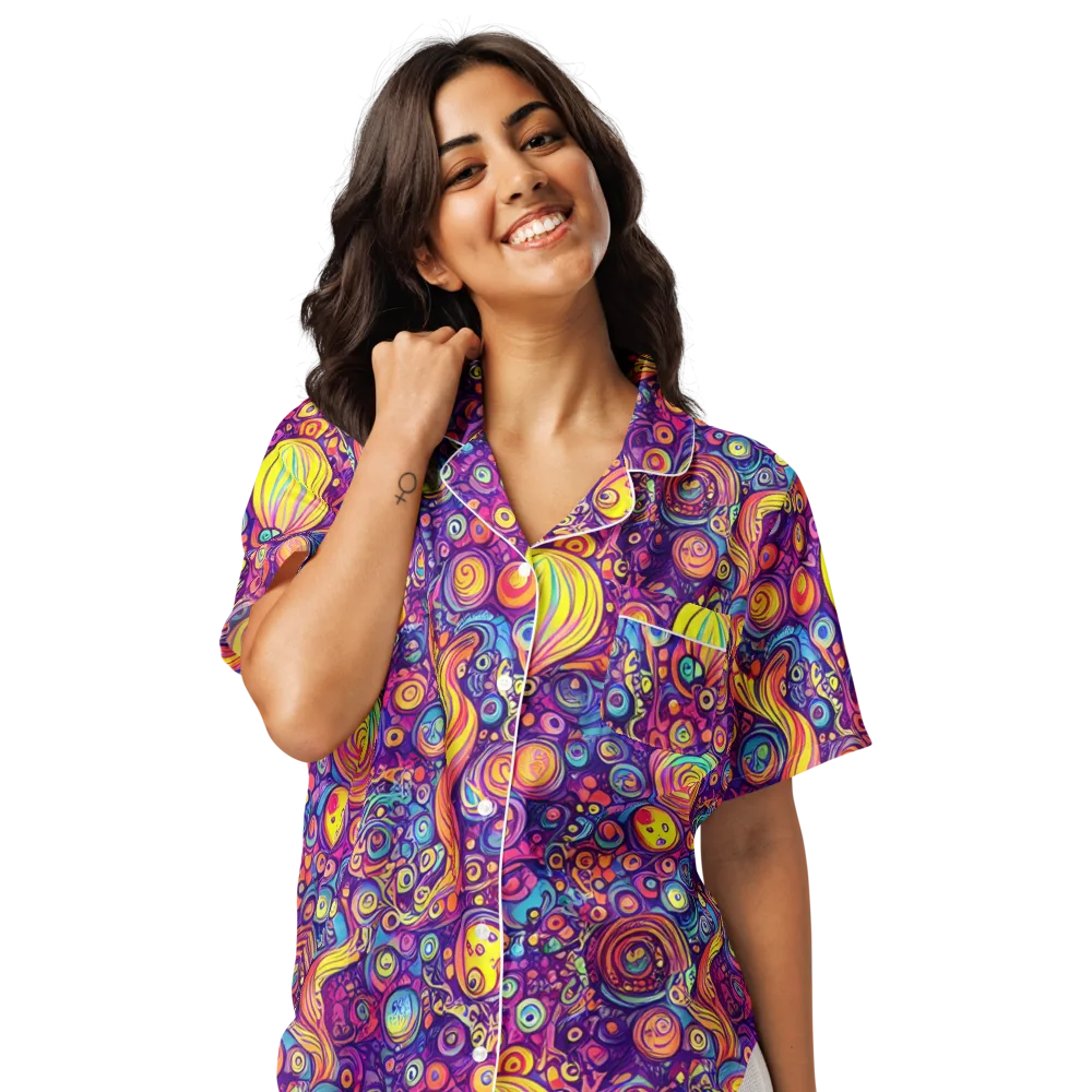 Festival of Whimsy on Women's Short Sleeve Pajama Top — Front