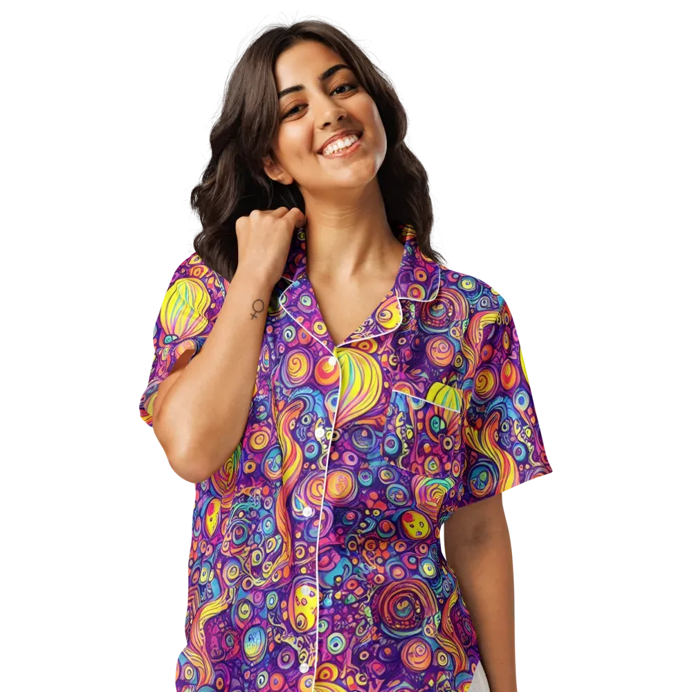Festival of Whimsy on Women's Short Sleeve Pajama Top — Front