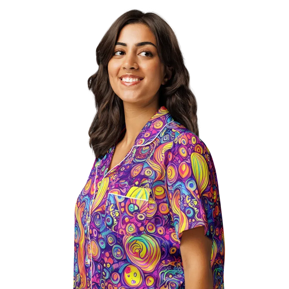 Festival of Whimsy on Women's Short Sleeve Pajama Top — Left Front