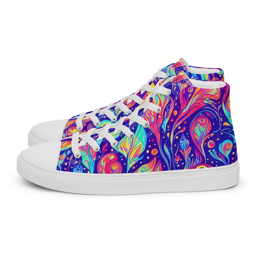 Mystic Petal Dance on Men's High Top Canvas Shoes — Left