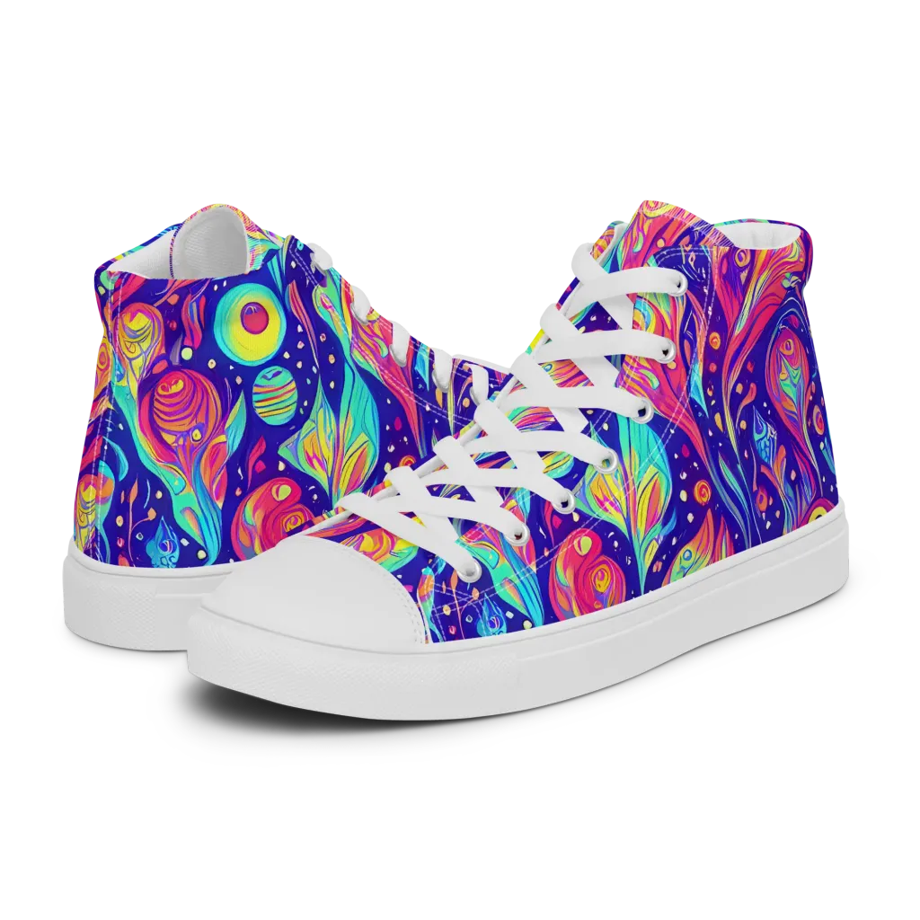 Mystic Petal Dance on Men's High Top Canvas Shoes — Left