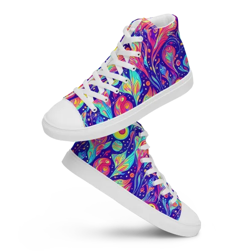 Mystic Petal Dance on a Men's High Top Canvas Shoes