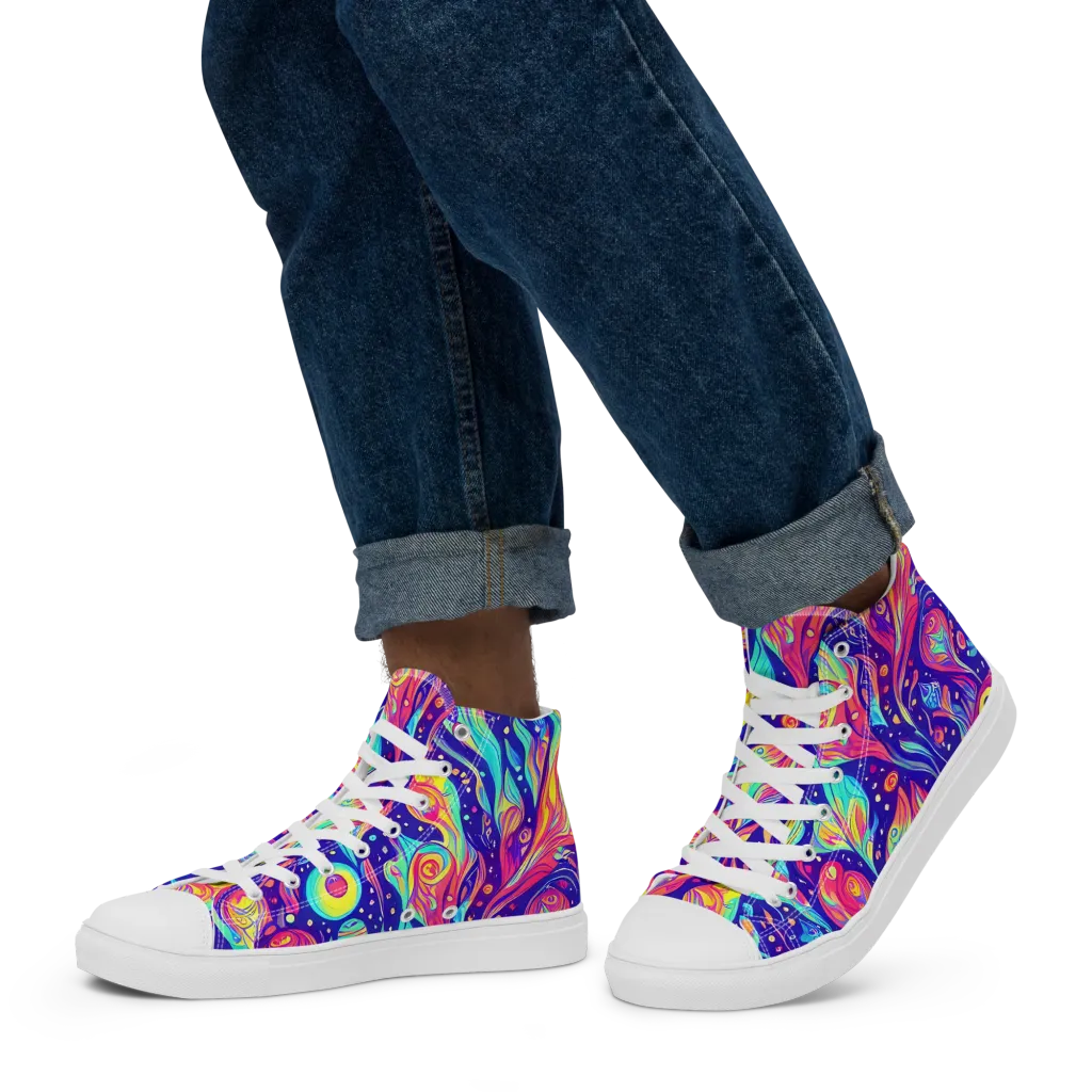 Mystic Petal Dance on Men's High Top Canvas Shoes — Left