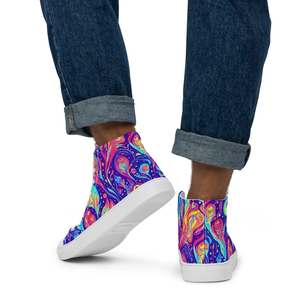 Mystic Petal Dance on Men's High Top Canvas Shoes — Back
