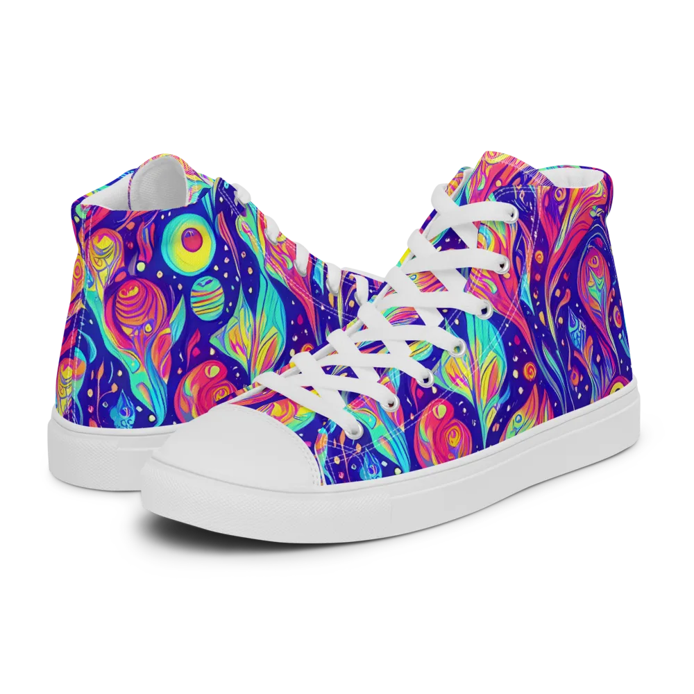 Mystic Petal Dance on Women's High Top Canvas Shoes — Left