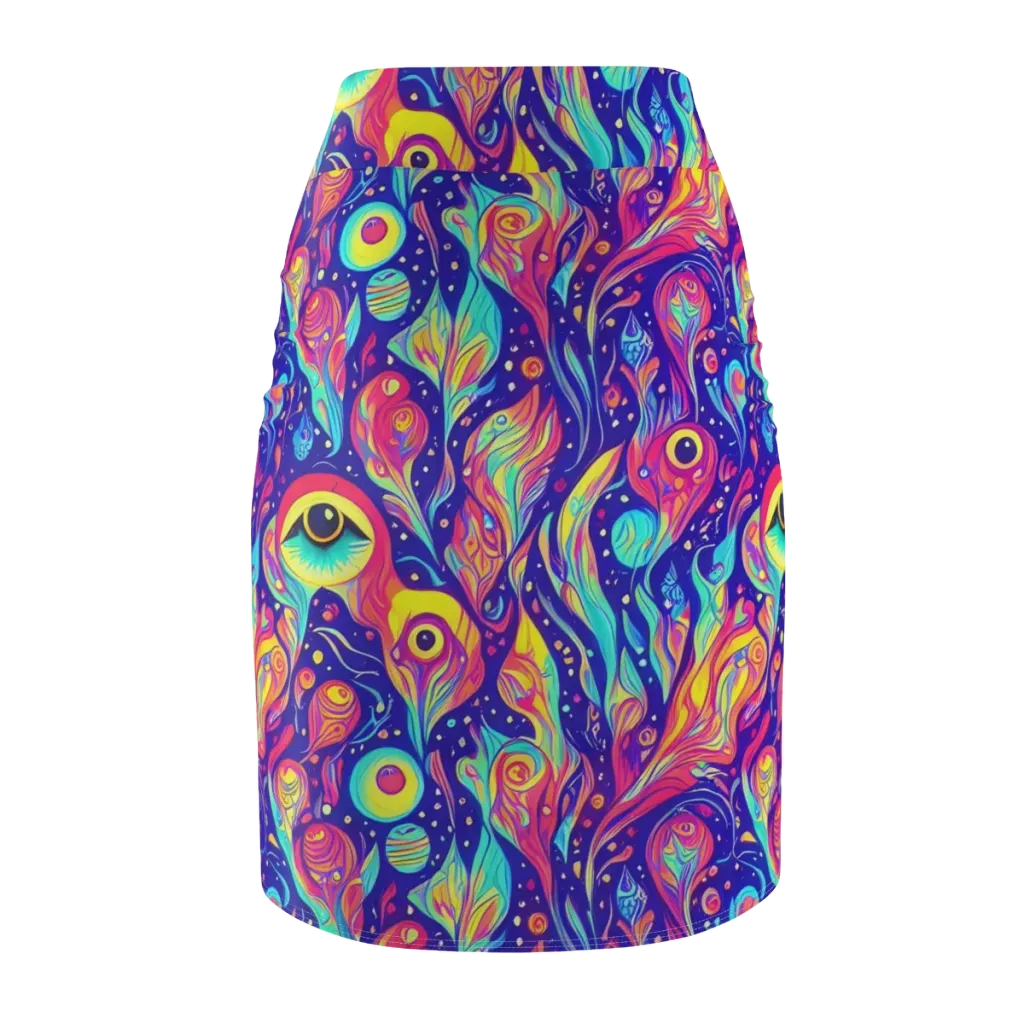 Mystic Petal Dance on Pencil Skirt — Back