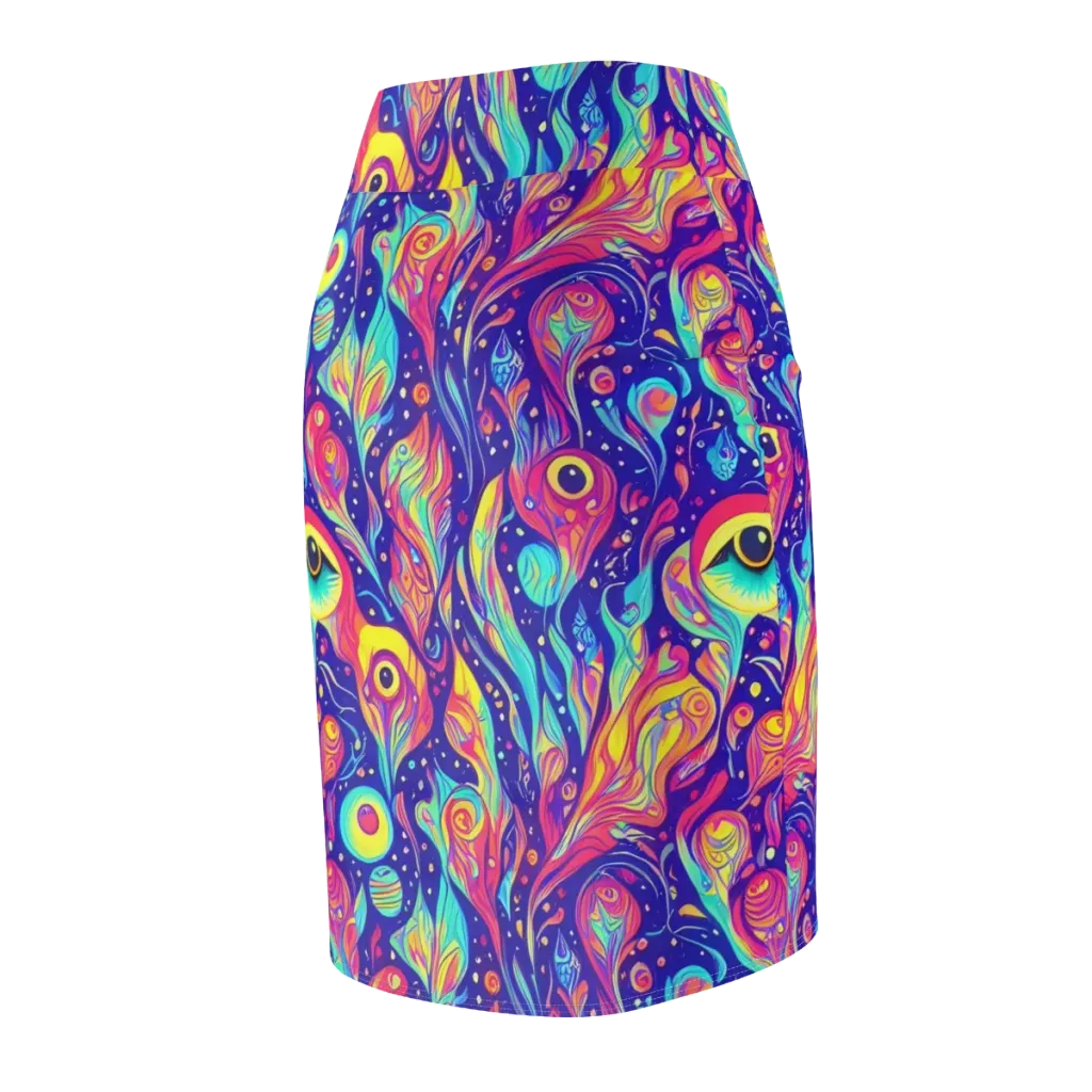 Mystic Petal Dance on Pencil Skirt — Back Side