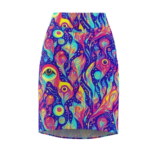 Mystic Petal Dance on a Pencil Skirt