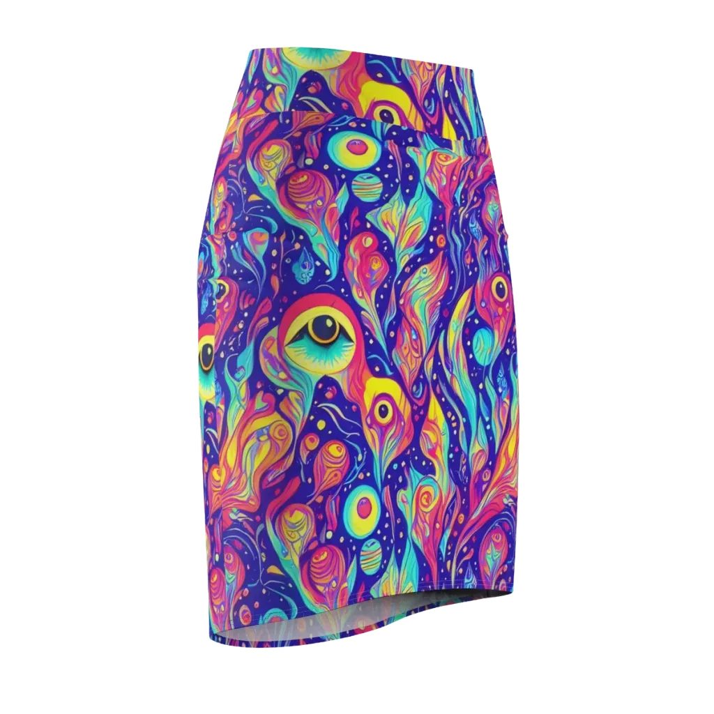 Mystic Petal Dance on Pencil Skirt — Front Side