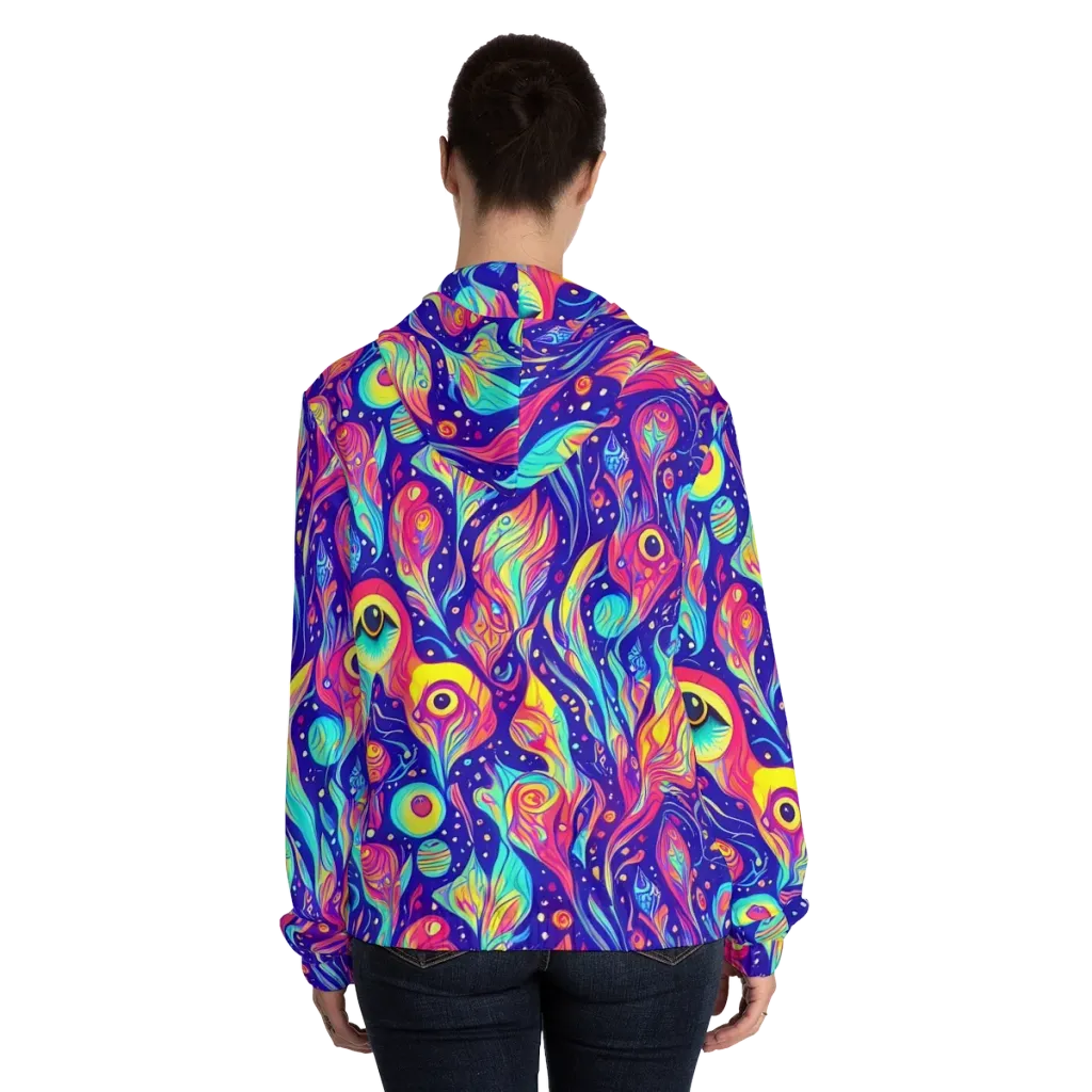 Mystic Petal Dance on Women's Full-Zip Hoodie — Back On Person
