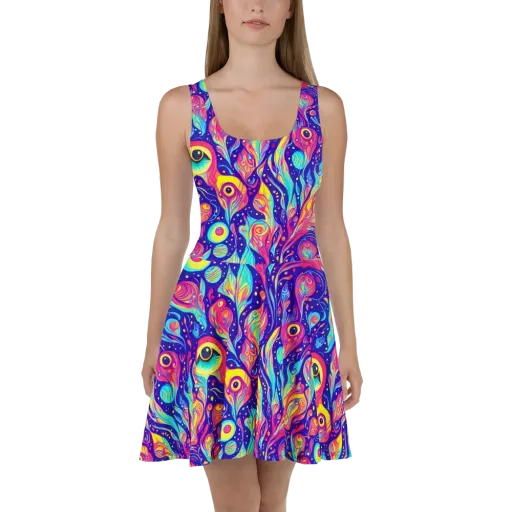 Mystic Petal Dance on a Skater Dress