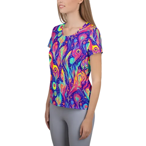 Mystic Petal Dance on a Women's Athletic T-Shirt