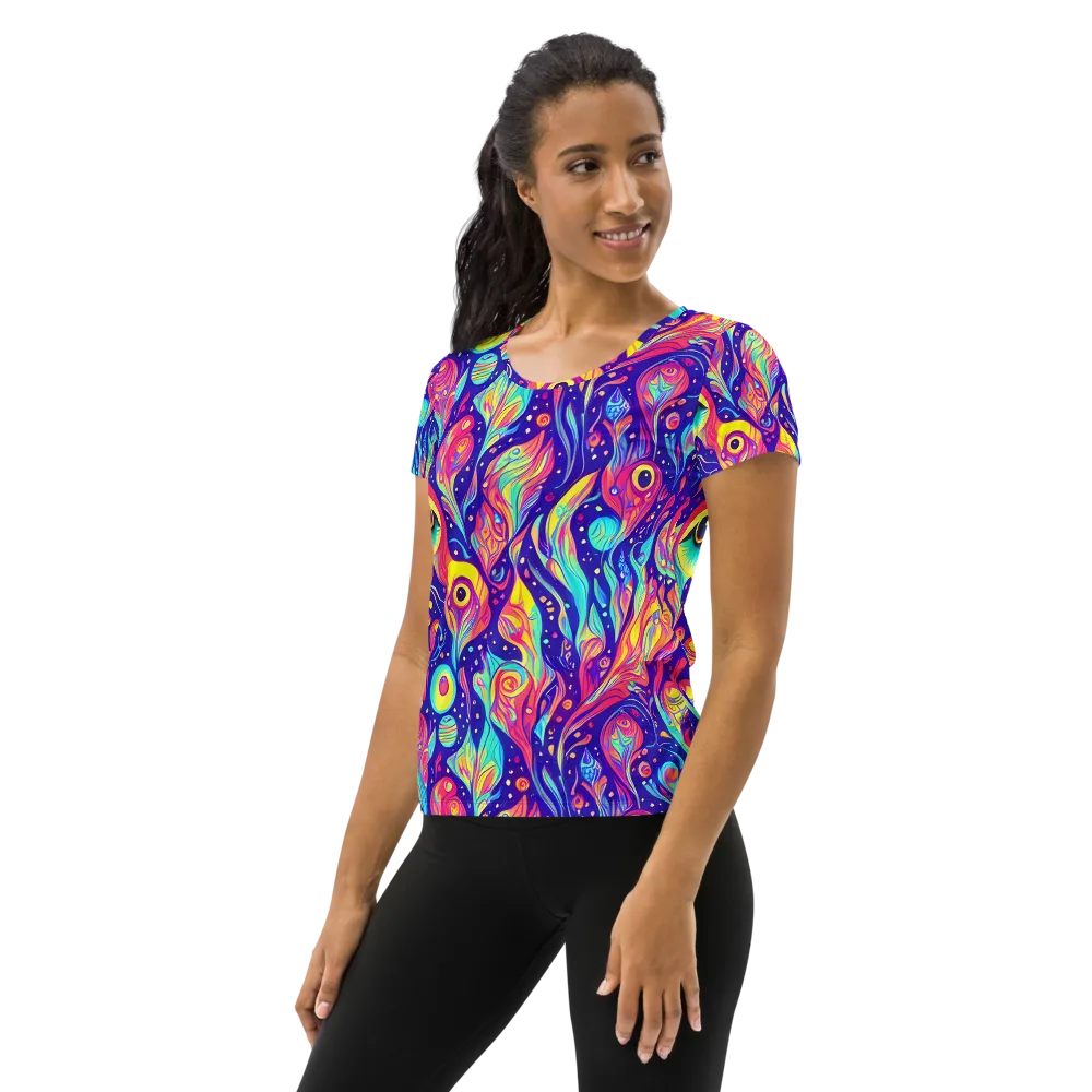 Mystic Petal Dance on Women's Athletic T-Shirt — Left