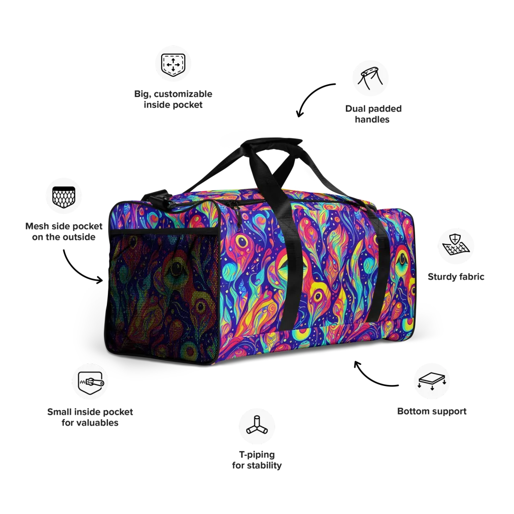 Mystic Petal Dance on Duffle Bag — Right Front