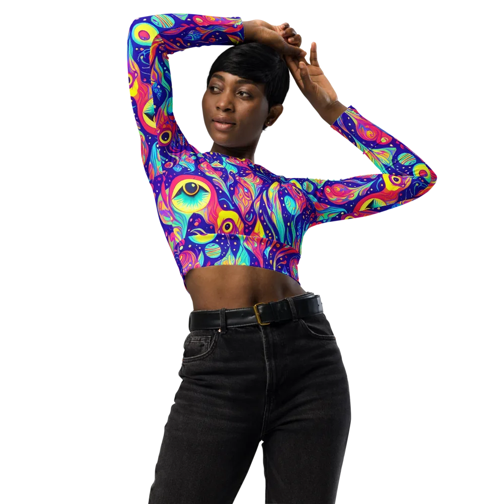 Mystic Petal Dance on Long Sleeve Crop Top — Front
