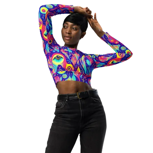 Mystic Petal Dance on a Long Sleeve Crop Top