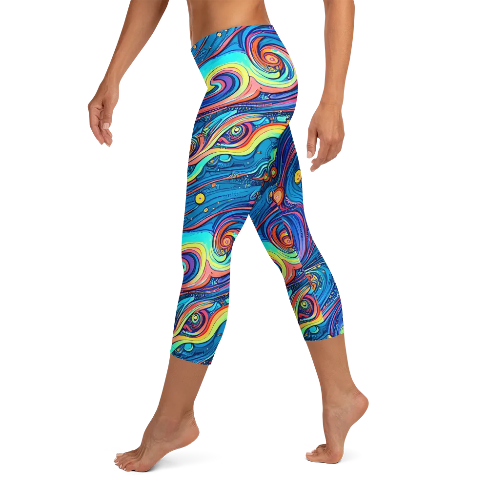 Echoes of Vortex on Capri Leggings — Left