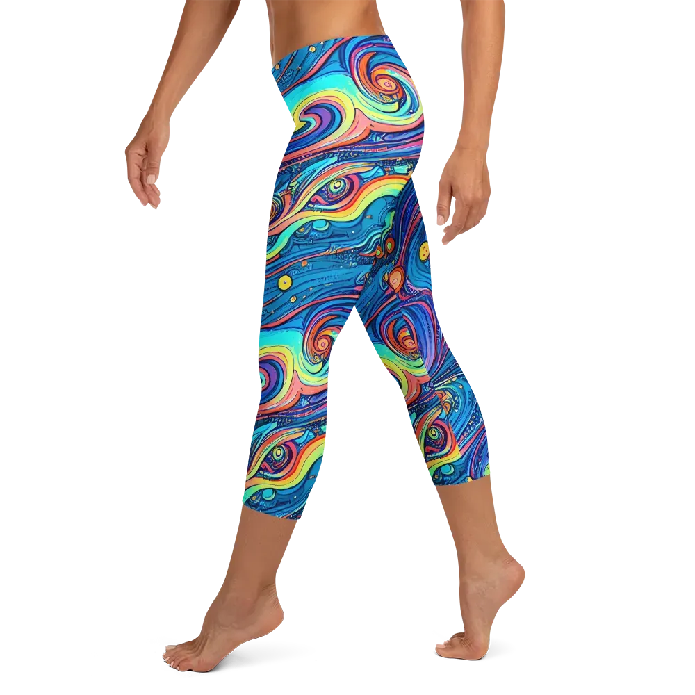Echoes of Vortex on Capri Leggings — Left