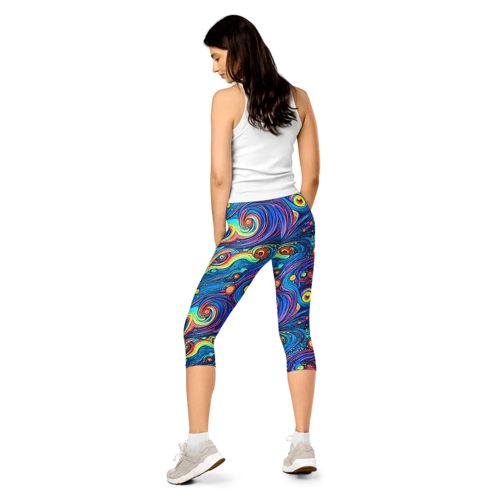 Echoes of Vortex on Capri Leggings — Back