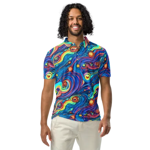 Echoes of Vortex on a Men's Slim Fit Polo Shirt