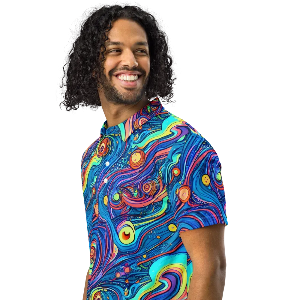 Echoes of Vortex on Men's Slim Fit Polo Shirt — Left Front