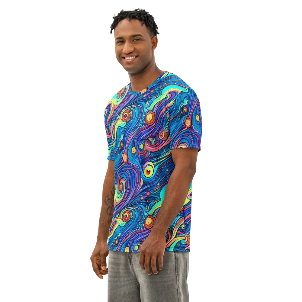 Echoes of Vortex on Men's Cotton Crew Neck T-Shirt — Left Front