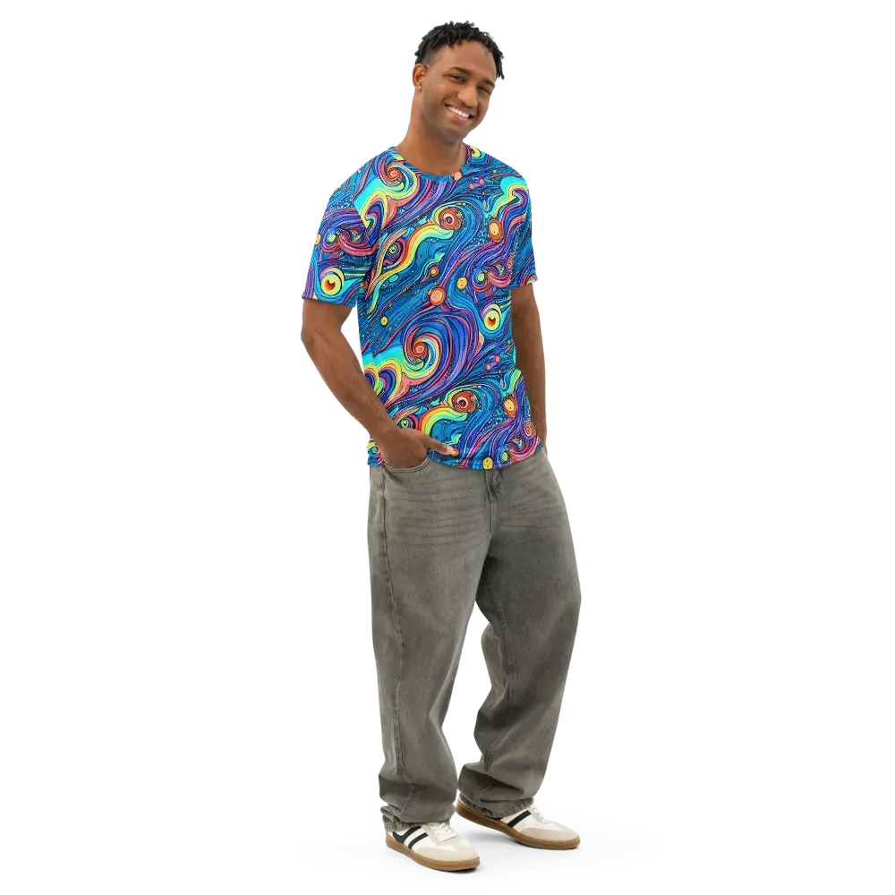 Echoes of Vortex on Men's Cotton Crew Neck T-Shirt — Right Front