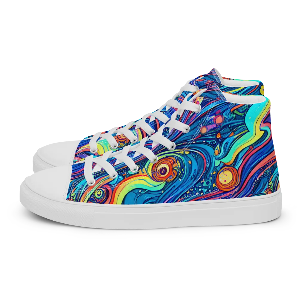 Echoes of Vortex on Men's High Top Canvas Shoes — Left