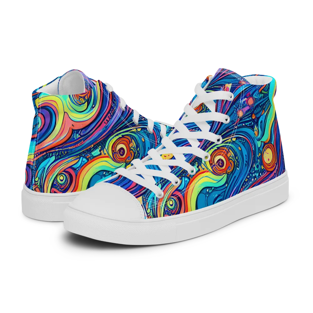 Echoes of Vortex on Men's High Top Canvas Shoes — Left